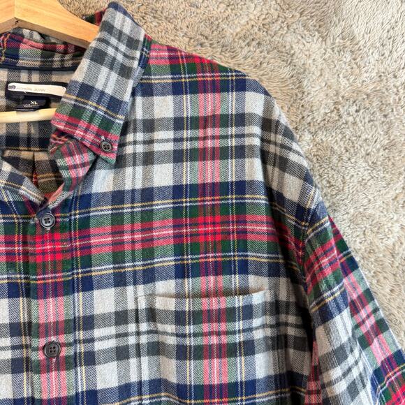 Lands End Plaid Flannel Shirt Traditional Fit Men's XL Red Blue Green - Picture 3 of 8